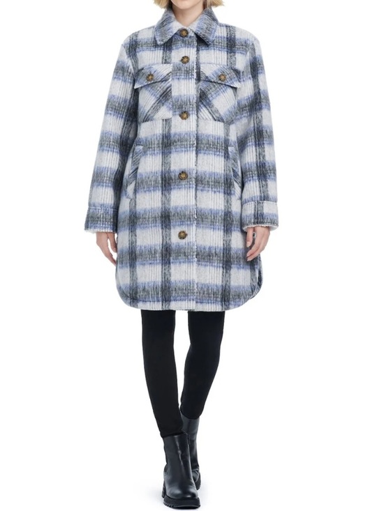 Sanctuary Jackets & Blazers - Modern Supply by Sanctuary Blue Gray Plaid Faux Wool Shacket XL